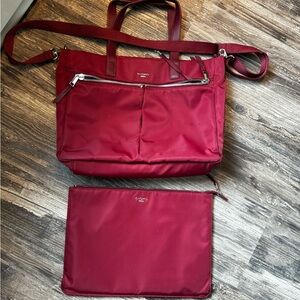 Knomo London maroon work bag with laptop sleeve